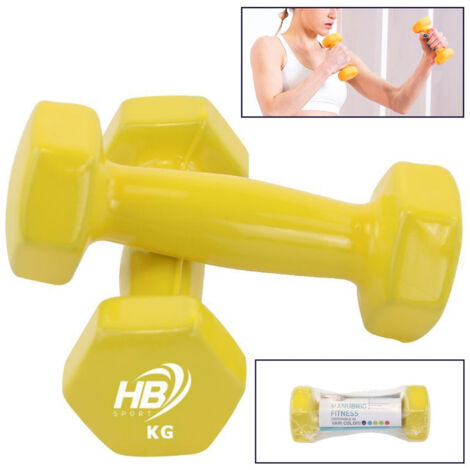 Mancuerna Simple Vinilo Pesas Home Gym Workout Fit - Amarillo -6 Kg-