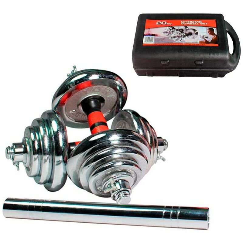

Mancuernas 2 en 1 Cromadas Ajustables | Con Maletín de Almacenamiento | De 15 a 50 Kg | Set de Musculación para entrenamiento de Fuerza | PESO 30 KG.