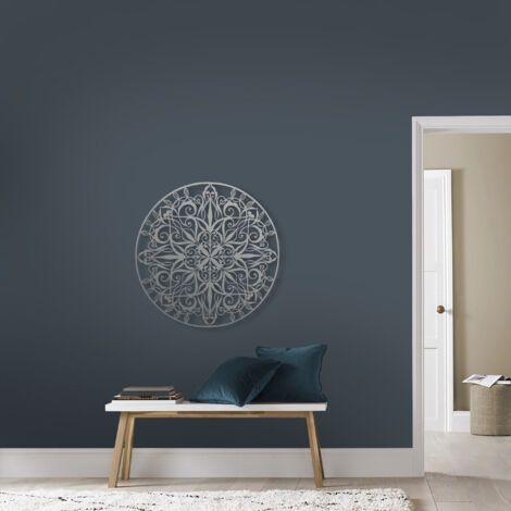 Mandala de luxe rond  80 x 80cm Argent