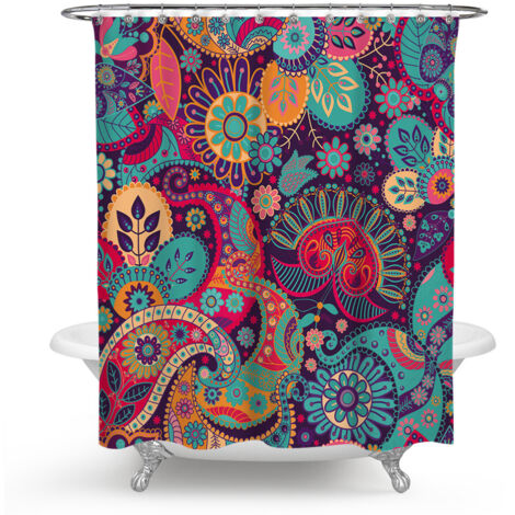 Mandala-Duschvorhang im Ethno-Stil mit geometrischem Retro-Rundmuster
