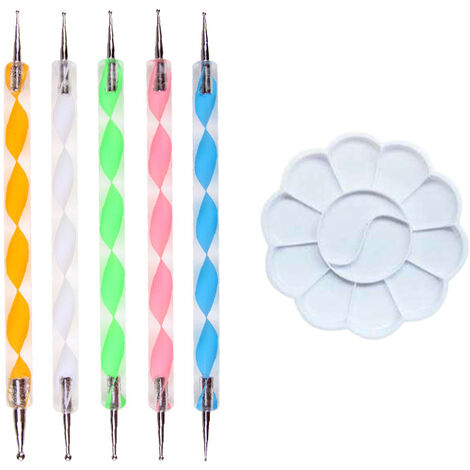 Mandala-Punktierungswerkzeuge, Malset, 6-teilig, Stift-Punktierungswerkzeuge, Mandala-Schablone, Kugel, Stylus, Farbschale für Mandalas, Steine malen, Wanddekoration, Mandala-Kunst-Kit und Malutensili