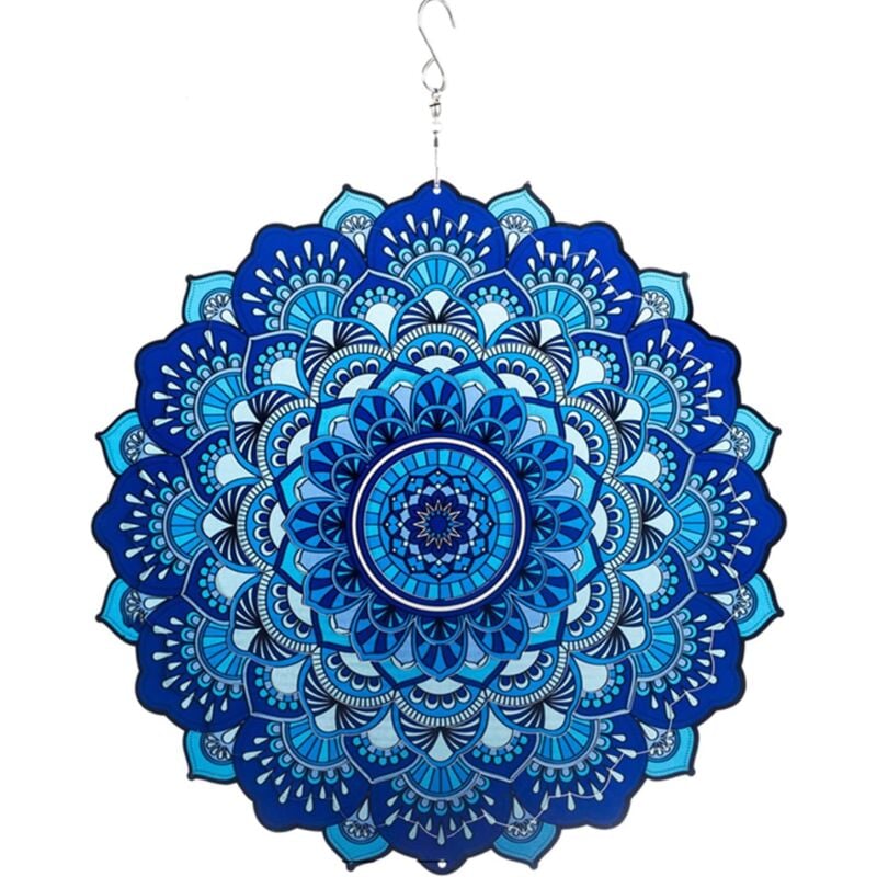 Mandala rotation de la cloche à vent, 3D stéréoscopique en acier inoxydable rotation du vent, cloche à vent murale pour balcon