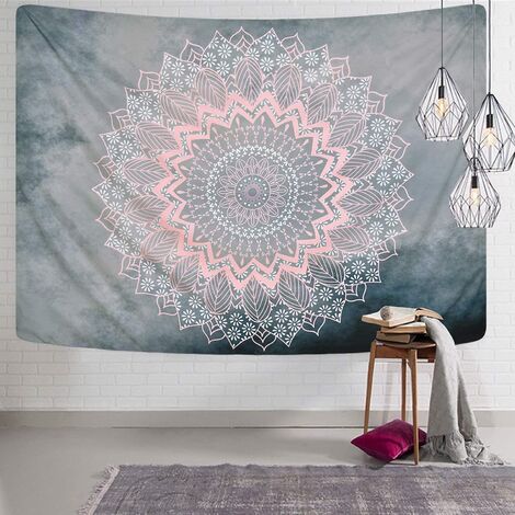 Mandala Tapisserie Gris Rose Tapisserie Hippie Bohème Floral Tapisseries Tenture Murale Pour Chambre Chambre