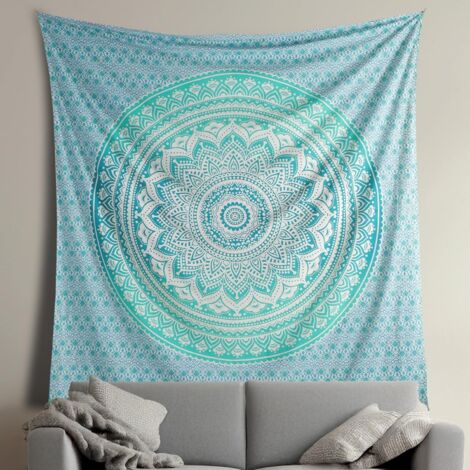 Mandala-Wandteppich aus Baumwolle (Box) für Tagesdecke, Picknickdecke, Wanddekoration, Schlafzimmer – Hippie-Stil