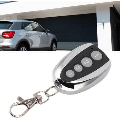 Mando a distancia de 4 botones con llavero para puertas de garaje – alcance de 100 m, aluminio/plástico, batería de 12 V incluida.