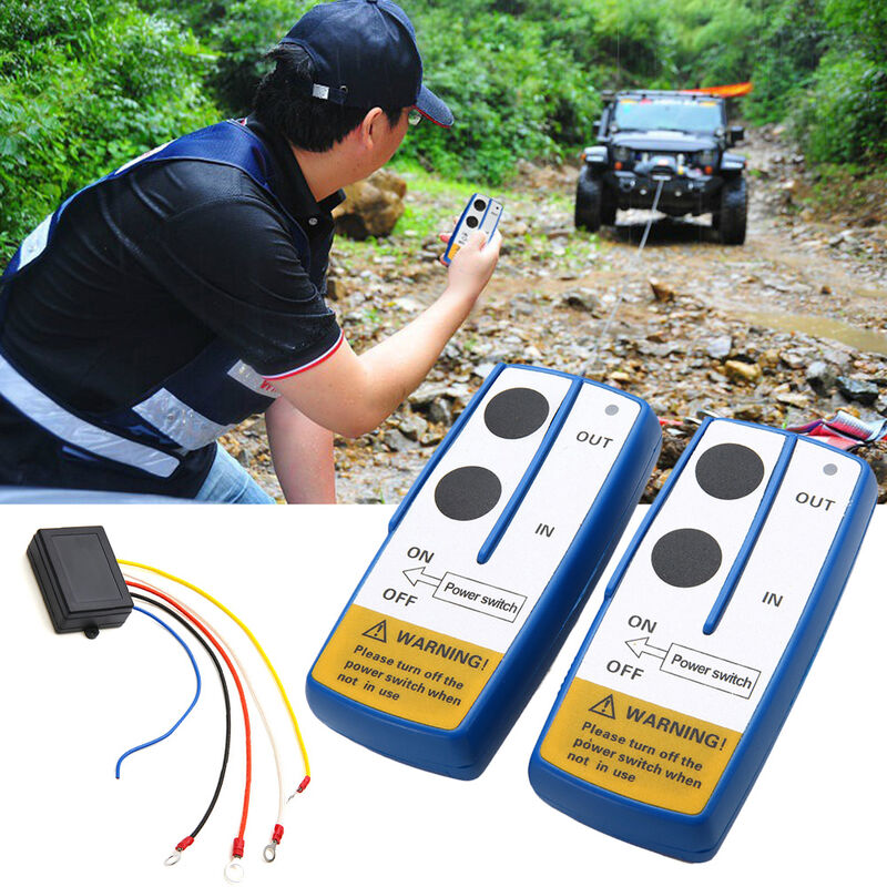 

Kit de control remoto universal de cabrestante de consola inalambrica de 12 V y 50 pies para Jeep ATV SUV, con bateria