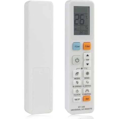 OTROS Mando a Distancia Universal Aire Acondicionado KT-16E, Mando para Aire Acondicionado para LG Midea Toshiba Haier Daikin Hitachi Sharp Sanyo Hisense Fujitsu etc con Función de Refrigeración/Calefacción