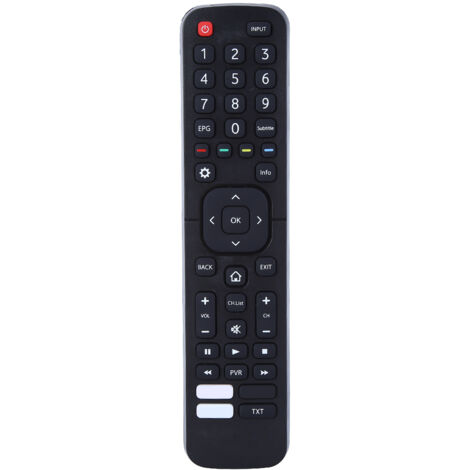 Mando a distancia universal compatible con el televisor HISENSE EN2X27HS, compacto y fácil de usar.
