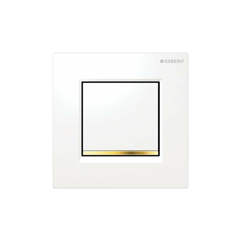 

Mando para urinario Geberit con desagüe neumático, placa de accionamiento tipo 30, color: blanco / chapado en oro - 116.017.KK.1
