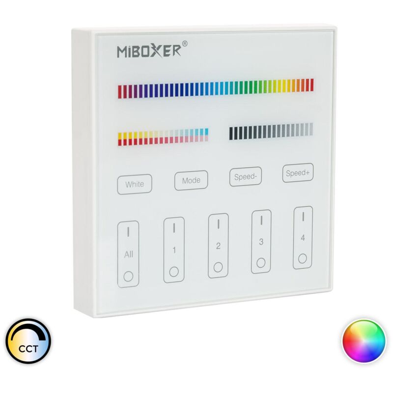 

Mando RF para Regulador LED RGB + CCT 4 Zonas MiBoxer B4 Blanco - Blanco