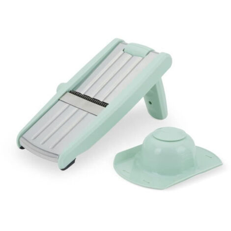 Mandoline 3 en 1 - LIVOO - MEN429 - Acier inoxydable - 3 a 9 mm - Poignée amovible - Poussoir avec piques - Pieds antidérapant