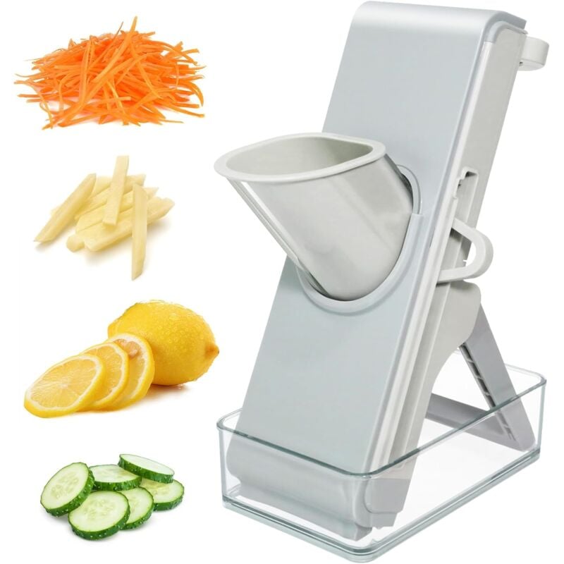 Mandoline Cuisine, Coupe Legumes Multifonctions, Coupe Legumes Manuel avec Récipient, Trancheuse Legumes Decoupe Legumes Pliable pour , Frite,