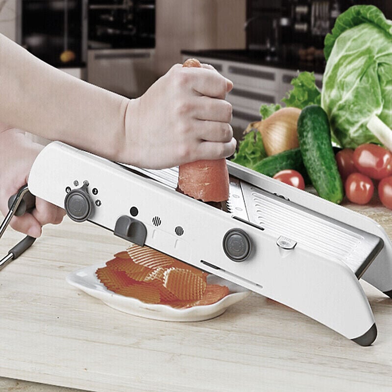 Hofuton Mandoline de Cuisine Trancheuse Mandoline 6 en 1 Multifonction Professionnelle Couper Les Legumes, Coupe-légumes avec Réglable 18 Formes