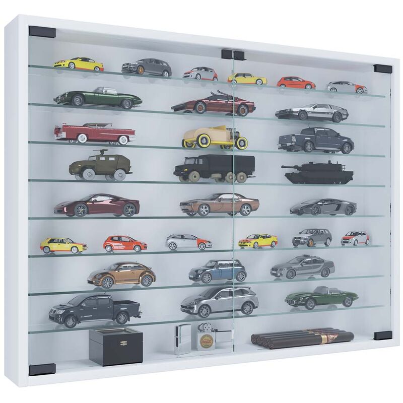 Ebuy24 - MandosaXXL vitrines en verre accroché au mur 2 portes en verre blanc.