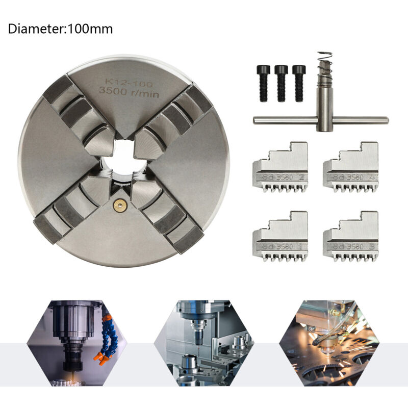 Gojoy - Mandrin à 4 mâchoires mandrin à quatre mâchoires auto-centrant mandrin à bois 100mm