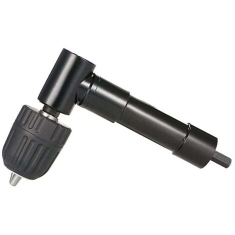 Mandrin à Angle Droit 90° Auto-Serrant, Mandrin Coude de Perceuse à Dégagement Rapide Embout Visseuse Renvoi d'angle Adaptateur de Foret de Mandrin Renvoi d'angle Droit pour Perceuse