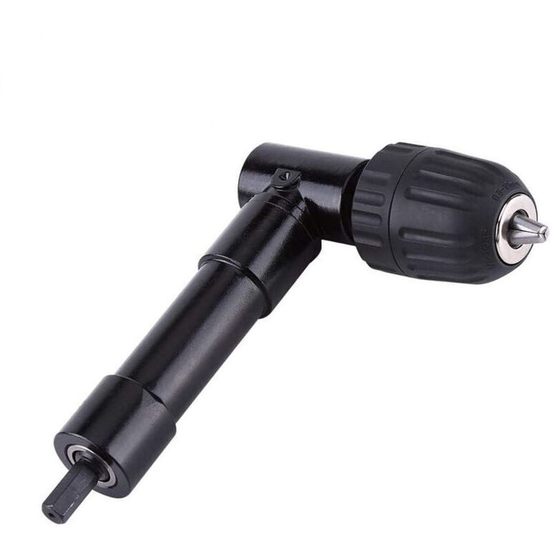 Mandrin à Angle Droit 90° Autoserrant, Mandrin Coude de Perceuse à Dégagement Rapide Embout Visseuse Renvoi d'angle Adaptateur de Foret de Mandrin