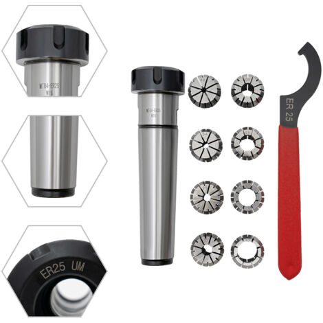 Mandrin à pince MK4 ER25 M16, jeu de mandrins à pince à ressort avec 8 pinces ER25 (4-16 mm), outils robustes et durables
