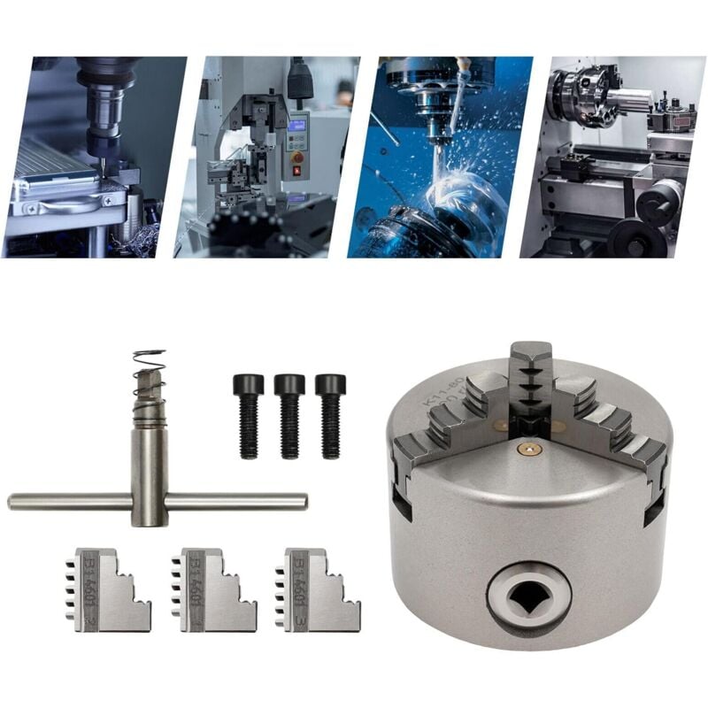 Gojoy - Mandrin auto-centrant à quatre mâchoires pour tourner, mandrin à trois mors, mandrin Chuck (125 mm)