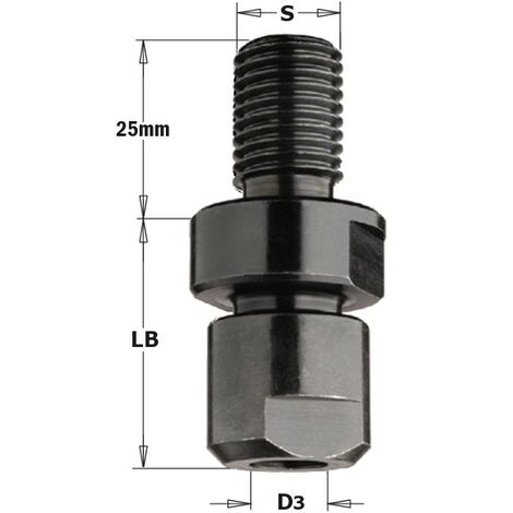 Mandrin bout arbre toupie 30 ou 50 filetage M16 - pince 6 mm