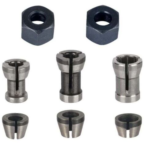 Mandrin de Fraiseuse - Lot de 8, Collet Mandrin Affleureuse (6 mm, 6.35 mm, 8 mm), Pince de Serrage Defonceuse