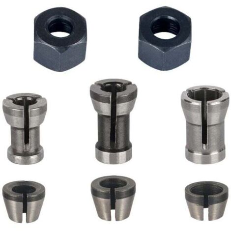 Mandrin de Fraiseuse - Lot de 8, Collet Mandrin Affleureuse (6 mm, 6.35 mm, 8 mm), Pince de Serrage Defonceuse, Adaptateurs de Pince,de DEBUNS