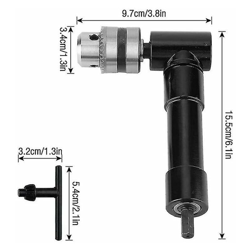 Lucky-88 - Mandrin de perceuse à angle droit, mandrin à angle droit 90 auto-serrant, arbre électrique de 1 à 10 mm, outil d'extension de perceuse,