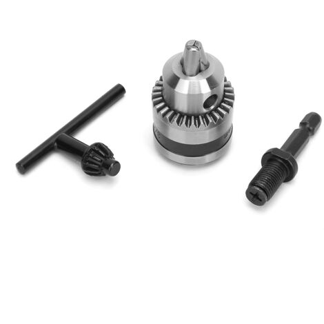 Mandrin de perceuse léger 0.6-6MM avec tige d'extension 3/8-24UNF et tête hexagonale 1/4 pour clé