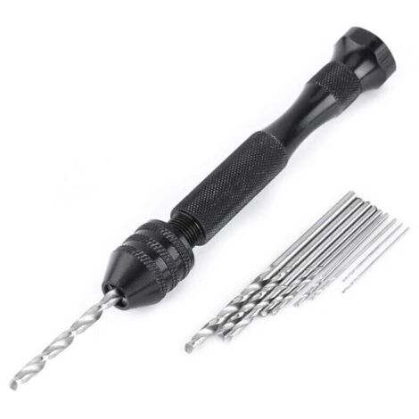 Mandrin de Perceuse Manuel , Outillage à main Chignoles Micro Foret hélicoïdal à main avec 10 outils de forage à bois rotatifs à vis à broches