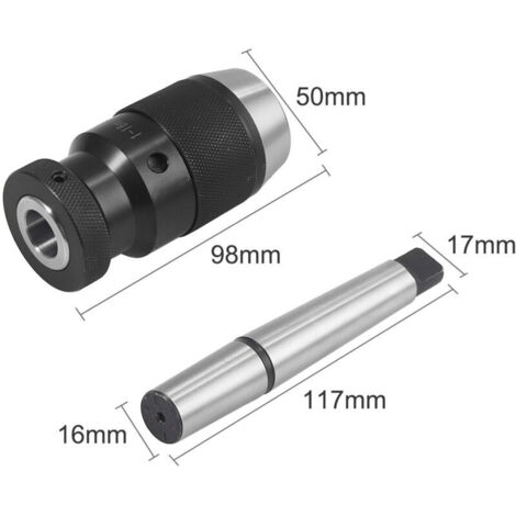 Mandrin de perceuse sans clé 1-16mm MT2 + Arbre joint B18, Mandrin auto-serrant avec cône Morse