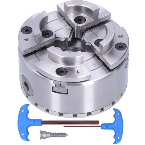 Mandrin de Tour, Mandrin de Tour à Centrage Automatique en Métal M33 4 Pouces 4 Mâchoires Précision 0,03 Mm pour le Serrage de Support de Travail du Bois, Mandrins de Tour