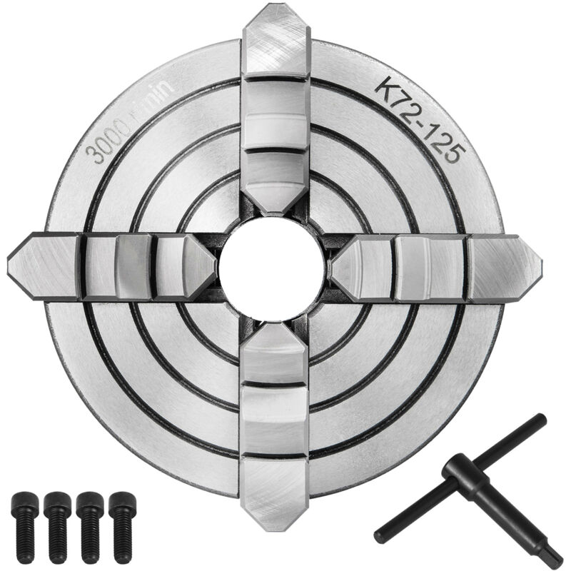Mandrin de tour K72-125 de 5 pouces, mâchoire réversible indépendante, accessoires de machine de tournage en métal de 125 mm, mandrin à 4 mâchoires