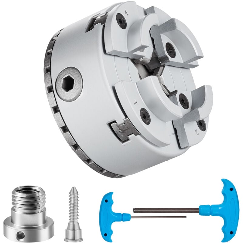 Mandrin de tour Mophorn KP96, 4 mors de 3,75 po de diamètre, mandrin autocentrant en métal, outil d'usinage de précision pour tours, rectifieuses et