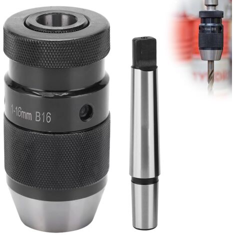 Mandrin Perceuse de Tour sans Clé 1-16mm à Serrage Automatique MT2 - B16 Arbre, pour Mandrins de Tour Serrer l'outil, Mandrin de Perçage, Mandrin pour Tour MK2