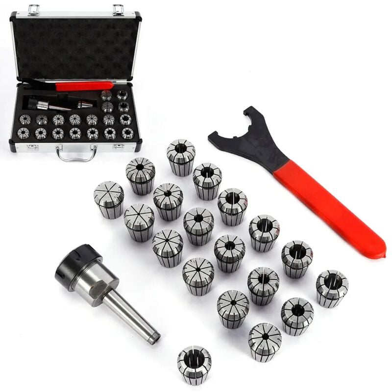 Gojoy - Mandrin à Pince à Ressort 19PC MT2 ER32 M10 et Jeu de Pinces à Ressort ER32 pour Fraiseuse