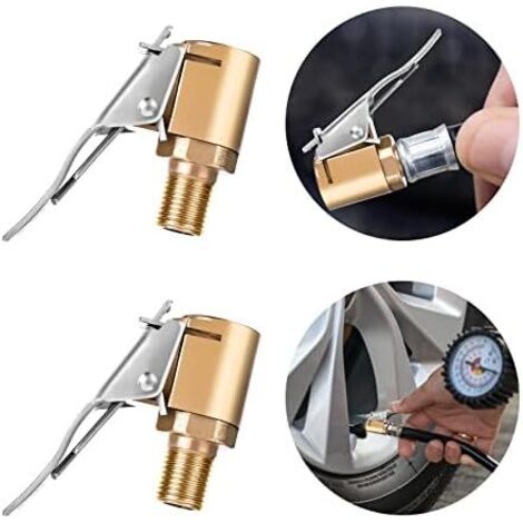 Mandrin pneumatique avec Clip Adaptateur, 2 Jeux de gonfleur Pneu connecteur barbelé pour réparation Tuyau Valve mandrin à air débit Ouvert 1/4" sans Fuite Adaptateur (A) -