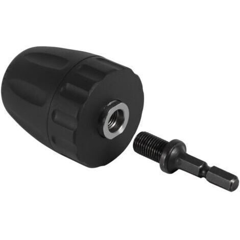 Mandrin Visseuse, Adaptateur Foret Visseuse 3/8-24UNF 0.8-10MM Clip de Mandrin de Foret Sans Clé avec Adaptateur de Tige Hexagonale 1/4 ''