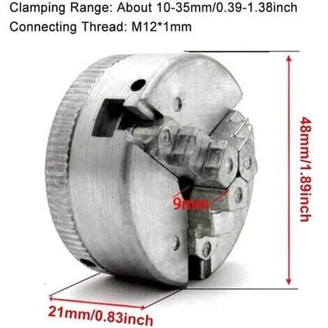 Mandrino a tre griffe - mini tornio in lega di zinco, mandrino a tre griffe M12 1, mandrino per trapano elettrico portatile, biella, utensile elettrico