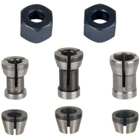 Mandrino per fresatura - Set da 8, pinza di taglio (6 mm, 6,35 mm, 8 mm), pinza di fresatura, adattatori per pinza