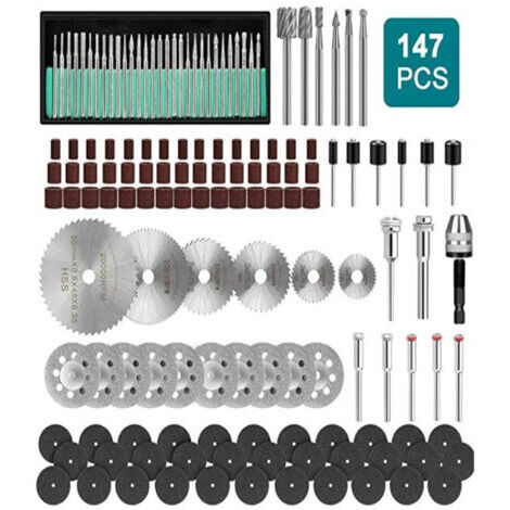 Mandrins de ponçage adaptés à la perceuse à ongles Dremel, 147 pièces, Kit de lames de scie, outils abrasifs rotatifs
