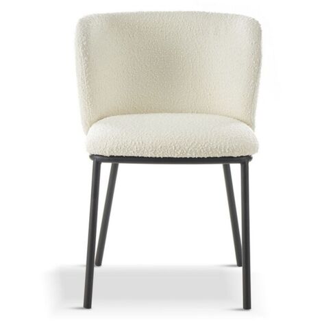 Mandy Boucle Dining Chair (Pack of 2) - L44 x W46 x H75 cm - White