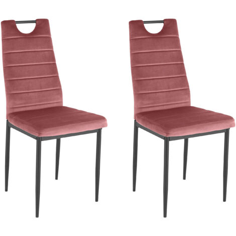 MandyLot de 2 chaises de salle à manger en velours rose