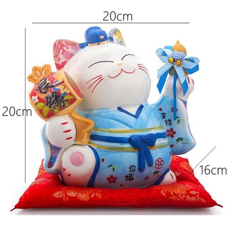 Maneki Neko en céramique 8 pouces, chat porte-bonheur, bote à monnaie, chat porte-bonheur de Couple japonais, pièce matresse de cadeau de mariage,Boy