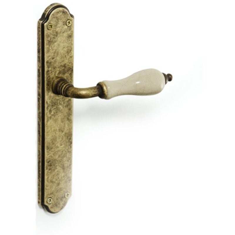 Mengual - Poignée P142Be Modèle Bisbal Bronze Antique Porcelaine Craquele Beig