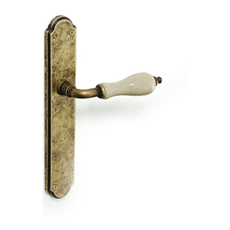 Poignée P142Pe Modèle Bisbal Argent Antique Blanc Craquele Porcelaine