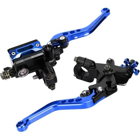 Manetas de embrague y freno universales para motocicleta de 7/8", juego de manijas de embrague con bomba superior de freno hidráulico ajustable (azul)