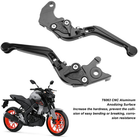 Manetas de freno y embrague retráctiles de aluminio CNC, 1 par - YZF R125 MT-125 2014-2022 - Negro