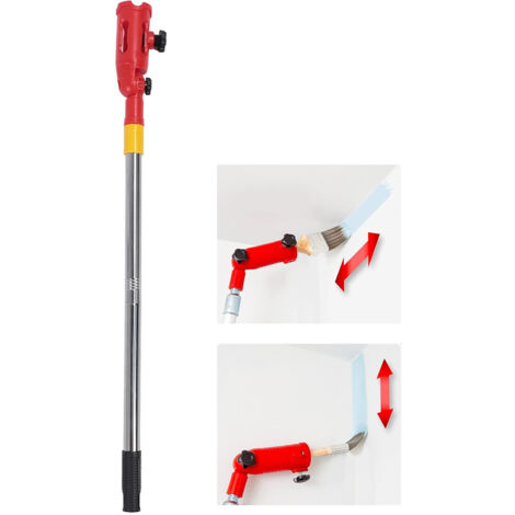 Manette d'Extension de Brosse à Peinture Multifonctionnelle - Rotation 160° / 2 Directions - Adaptateur Universel pour Brosse, Rouleau et Grattoir - 4 Pièces de Rallonge + Serre - ABS, Acier Inoxydabl