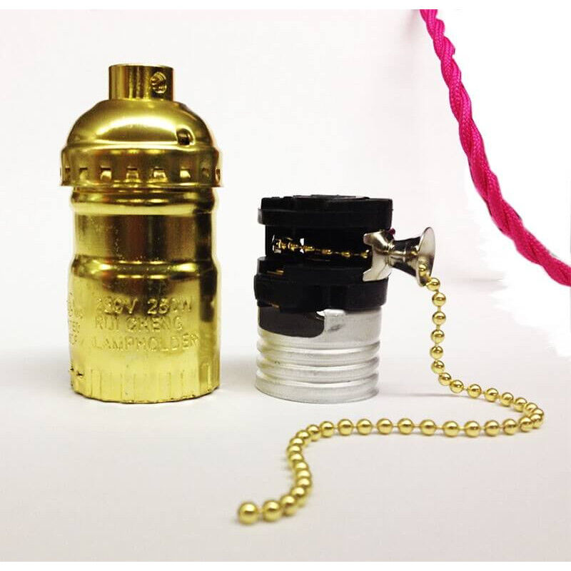 

Manga vintage de oro tipo E27 con interruptor de cadena