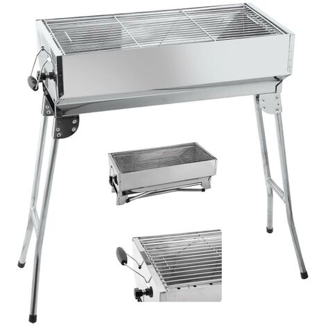 OLYMP HANDELS GMBH Mangal Grill mit klappbaren Füßen und Kohlebehälter 0,5 mm rostfrei - silber